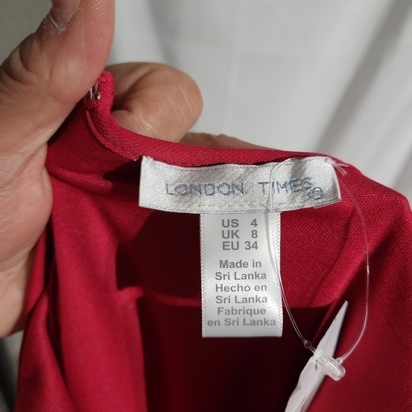 𝅺LONDON Times womens Pleated Skirt Sleeveless Keyhole Neck Dress Size: 4 - Picture 8 of 9